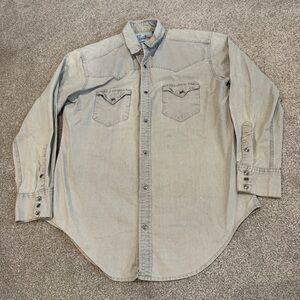 1970s Vintage Gap Long Sleeve Pearl Snap Western Shirt Large READ